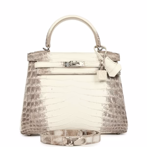 Hermès Kelly Retourne 25 Himalaya Niloticus Crocodile Ferragens em Paládio