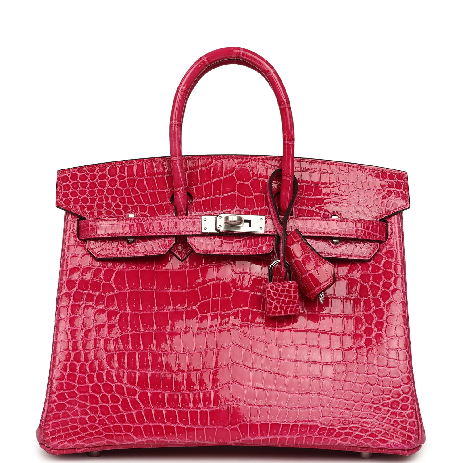 Hermès Birkin 25 Rose Mexico Shiny Porosus Crocodile Palladium