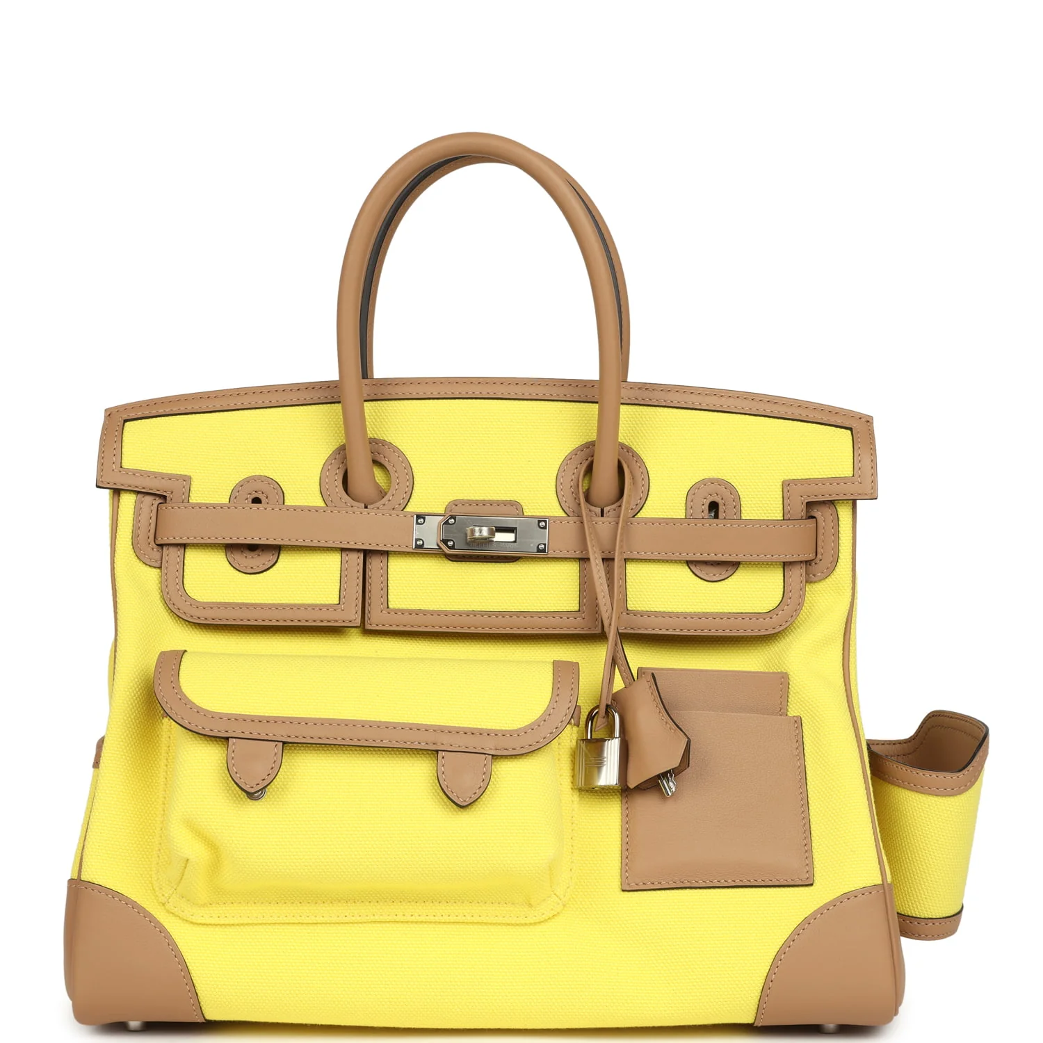 Hermès Birkin Cargo 35 Jaune Citron Toile and Chai Swift Palladium